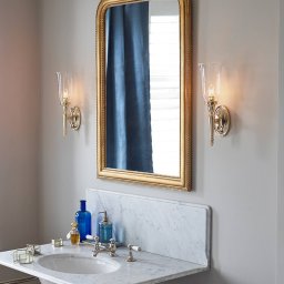 Elstead Dryden LED wall light, bathroom, with glass shade, IP44