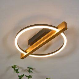 Eco-Light LED ceiling lamp Tovak, pine, 39 cm, wood, dimmable