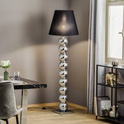 Argon Fulda textile floor lamp, black lampshade, chrome base