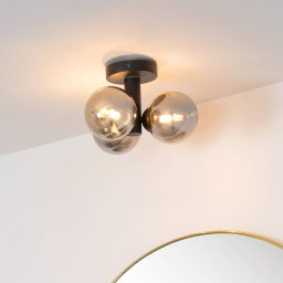 Lucide Trudy bathroom ceiling light, 3-bulb, black/smoke