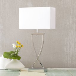 FISCHER & HONSEL Nice textile table lamp Anni chrome-white
