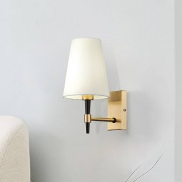 Maytoni Zaragoza wall light, gold colour/white, textile