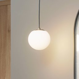 Lucande hanging light Bidolo, brass-coloured, glass, 15 cm, IP44