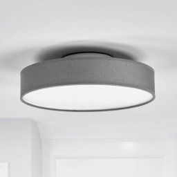 Lindby LED ceiling lamp Saira, Ø 30 cm, grey, textile