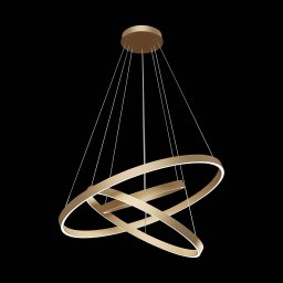 Maytoni Rim LED hanging light, 840, 3 rings, brass