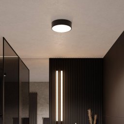 TEMAR LIGHTING Cleo ceiling light, Ø 20 cm, IP54, black, metal, E27