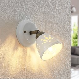 Lindby spotlight Sanrike, height 16 cm, 1-bulb, white, ceramic