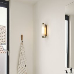 Nordlux Nimal Double wall light, IP44, plastic, metal, brass