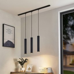 Lindby Linaro track lighting system, GU10, pendant, 3-bulb, black