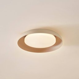 Lindby LED ceiling light Florie, beige, metal, Ø 40 cm