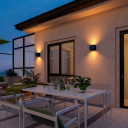 Calex LED outdoor wall lamp Cube, up/down, height 10 cm, black