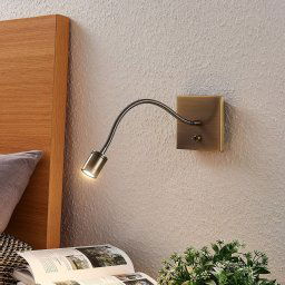 Lindby LED wall lamp Mayar, 2pcs, brass, reading lamp, 11 cm