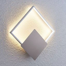 Lindby LED wall lamp Anays, 32 cm x 32 cm, chrome/clear
