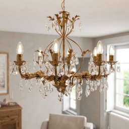 ONLI Teresa chandelier, bronze, crystal, Ø 70 cm, 8 lights
