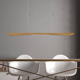 Quitani LED hanging light Hiba, natural oak, length 118 cm