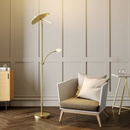 Lucande LED floor lamp Anniki, brass, adjustable, dimmable