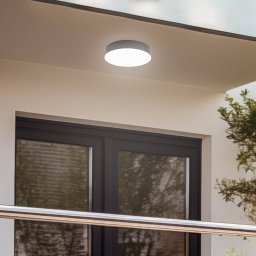 Lindby Lahja LED outdoor ceiling lamp, anthracite, sensor, IP65
