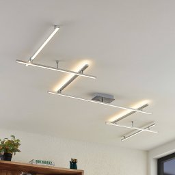 Lindby LED ceiling light Kerem, 345 cm, nickel-coloured, metal