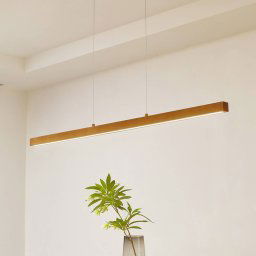 Lucande LED pendant light Nihalo, wood, 122 cm, dimmable, CCT