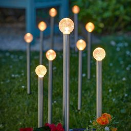 SMART GARDEN LED solar ground spike GlowBall, set of 10, 44 cm, IP44