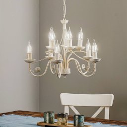 Lamkur Ayleen chandelier in steel, 10-bulb, white