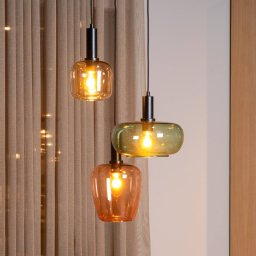 Lucide Ilona pendant light, glass, multicoloured, Ø 30 cm, 3-bulb