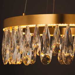 Brilliant Celestia LED hanging light, Ø 40 cm, brass-coloured, crystal