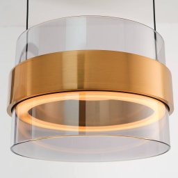 Brilliant LED hanging light Inside, brass-coloured/smoke grey, Ø 22 cm
