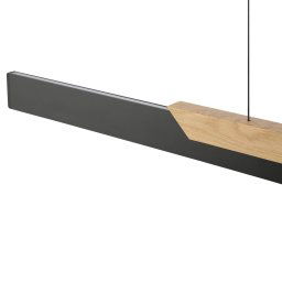 Brilliant LED hanging light Arcus, black/brown Length 121 cm Metal/wood