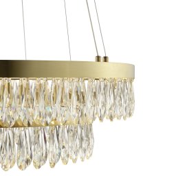 Brilliant LED hanging light Celestia, Ø 60 cm, brass-coloured, crystal