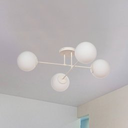 HELAM Moon ceiling light, 80 cm, 4-bulb, sand-coloured, glass, E27