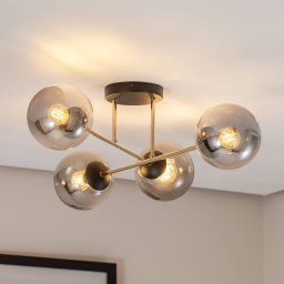 EMIBIG LIGHTING Magnum ceiling light, 4-bulb, graphite/gold/black, glass, E14