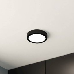 EGLO LED surface-mounted panel Fueva 5 IP20 830 black Ø16cm