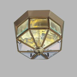 Searchlight Flush classic ceiling lamp antique brass, octagonal