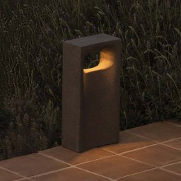 FARO BARCELONA Glint LED pedestal light, 3000K, 40 cm, grey, concrete, IP55