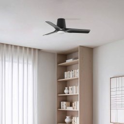 FARO BARCELONA LED ceiling fan Hey, black, DC, quiet, Ø 90 cm, CCT