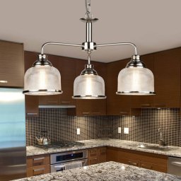 Searchlight Bistro II pendant light 3-bulb silver/fluted glass