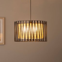 TK Lighting Harmony pendant light, black, Jute Natur, Ø 50 cm
