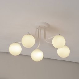 SOLLUX LIGHTING Astral ceiling light, white, length 64 cm, steel/glass, 5-bulb.