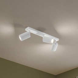 SOLLUX LIGHTING Carbon downlight, white, length 45 cm, aluminium, 3-bulb.
