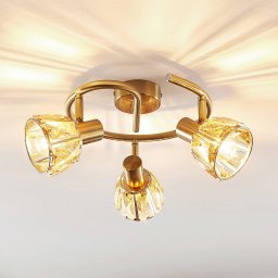 Lindby Kosta ceiling light, 47 cm, 3-bulb, brass-coloured