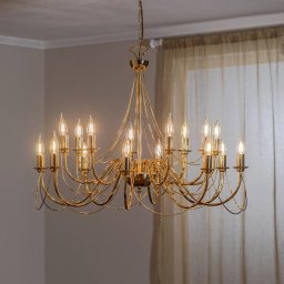 Domiluce Retro chandelier, 16 lights, gold