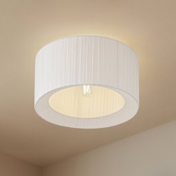 Lindby Virelle ceiling light, white, textile, Ø 40 cm, E27