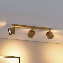 Argon Chloe adjustable downlight, 3-bulb, brass-coloured steel