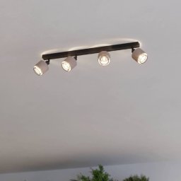 EGLO Rosley downlight, length 75 cm, black/natural, 4-bulb,