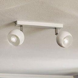 SOLLUX LIGHTING Flame ceiling spotlight in white, 2-bulb