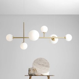 ALDEX Joel pendant light, brass/white, 6-bulb