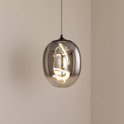 ONLI LED pendant light Lilly, glass, smoke grey, Ø 28 cm, 4000 K