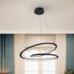Schuller Valencia Looping LED pendant light, black. Metal, aluminium. Ø 60 cm