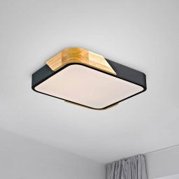 JUST LIGHT. GmbH JUST LIGHT. LED ceiling light Bila, black, 32x32 cm, wood